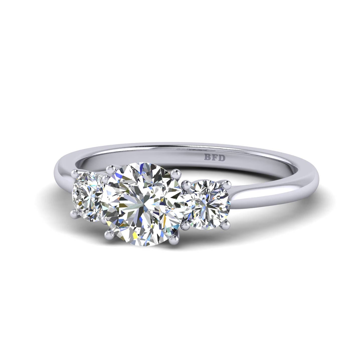 Claw Set Round Brilliant Three Stone Engagement Ring