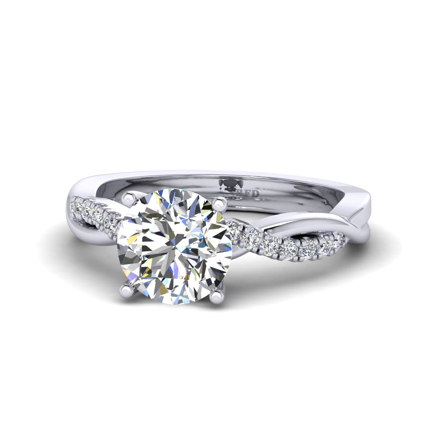 Round Diamond Twisted Engagement Ring