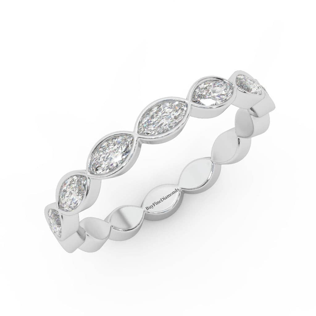 NATURAL MARQUISE DIAMOND BEZEL SET WEDDING RING - 0.50 CARAT