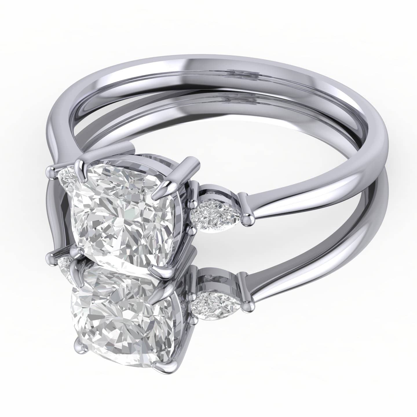 Cushion Diamond Trilogy Engagement Ring