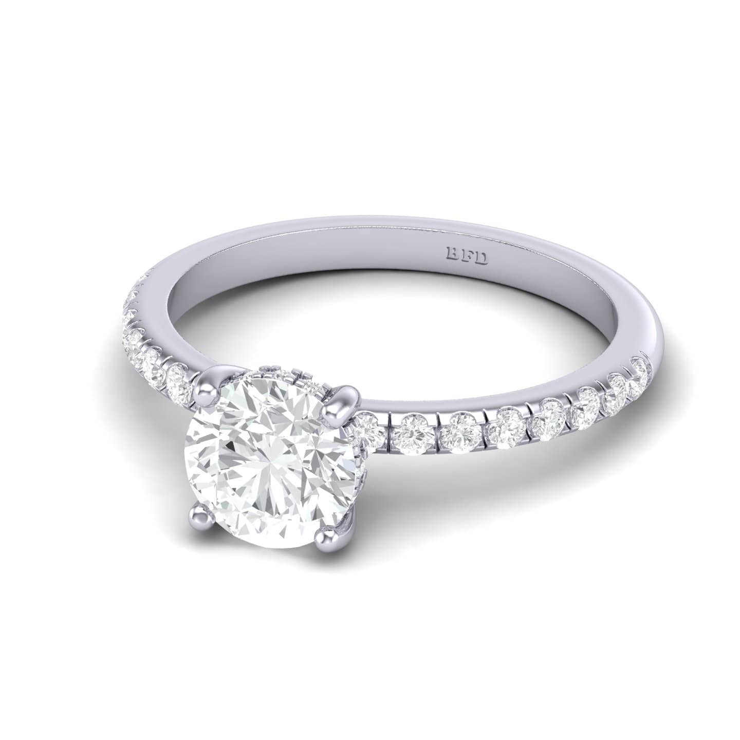 Classic Round Diamond Secret Hidden Halo Engagement Ring