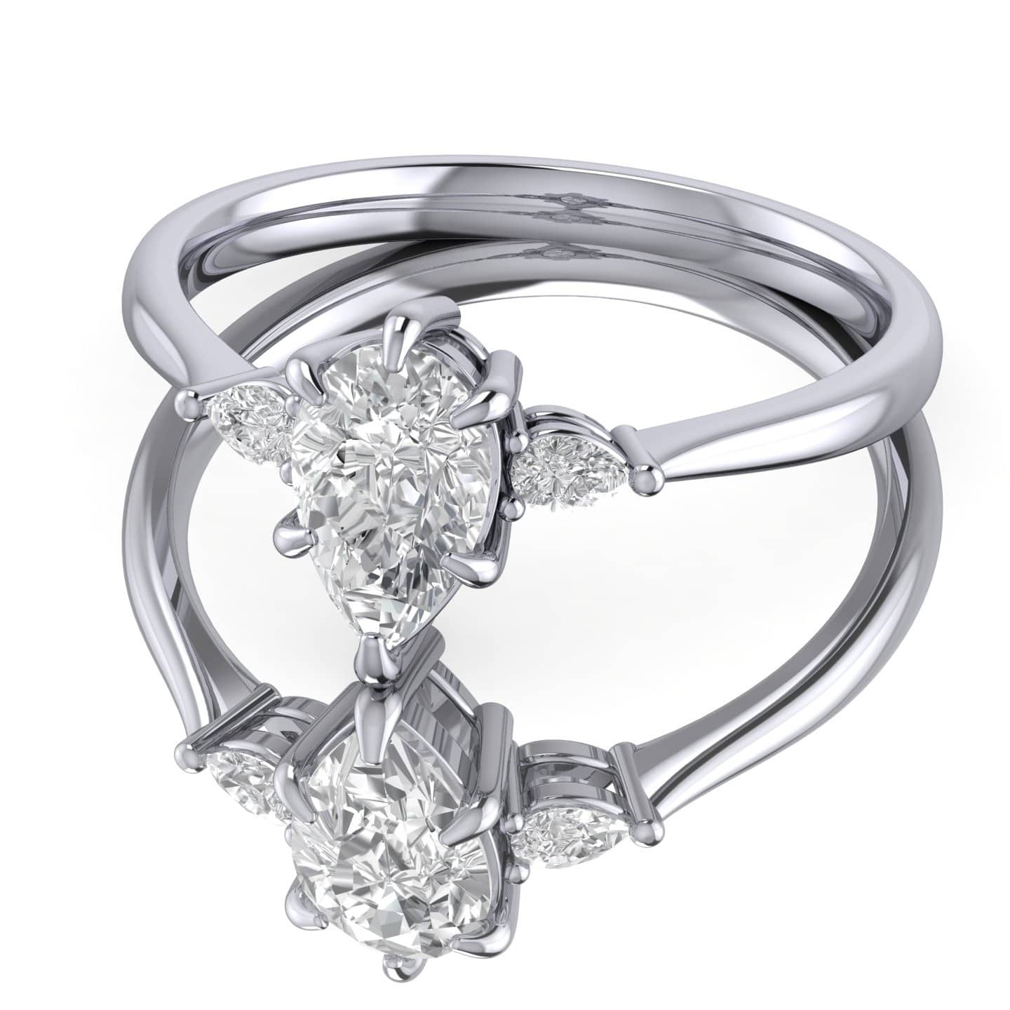 Pear Shape Diamond Three Stone Engagement Ring