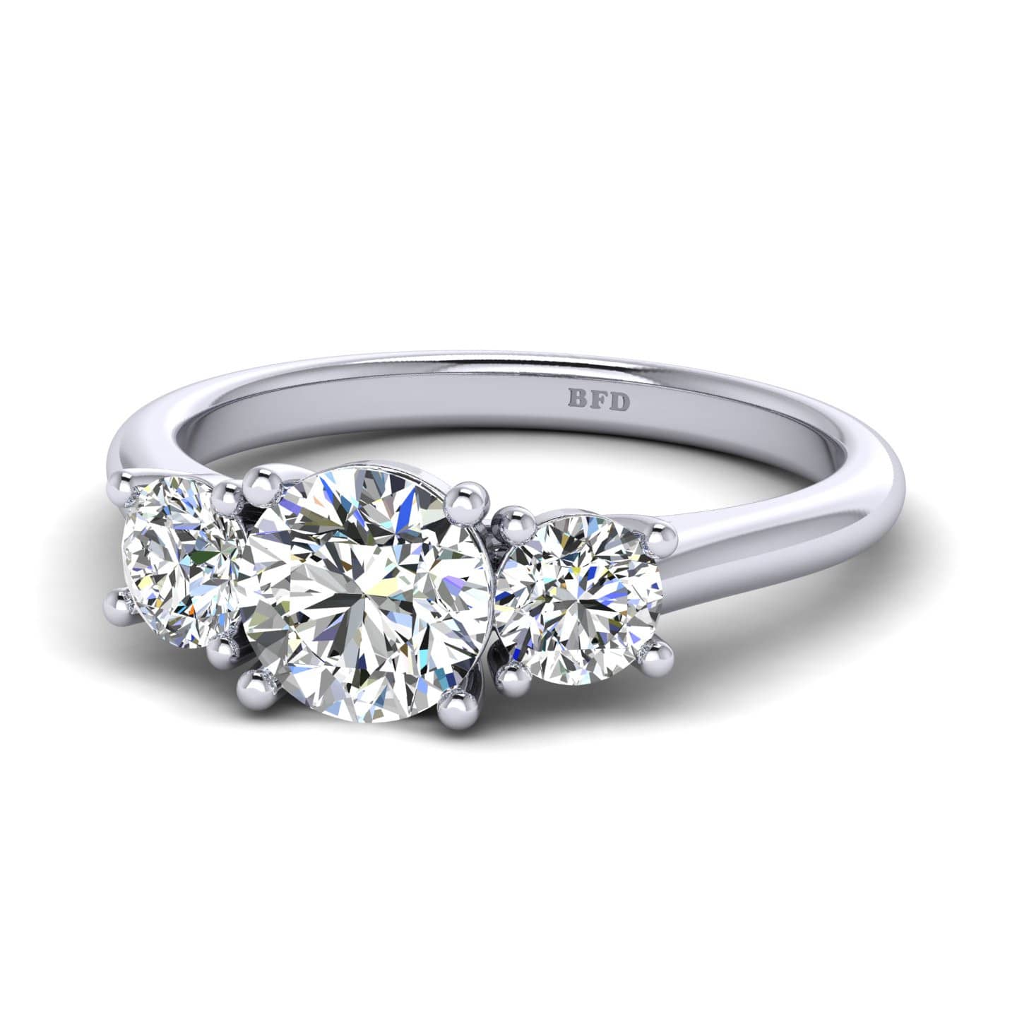 Round Diamond Claw Set Three Stone Engagement Ring