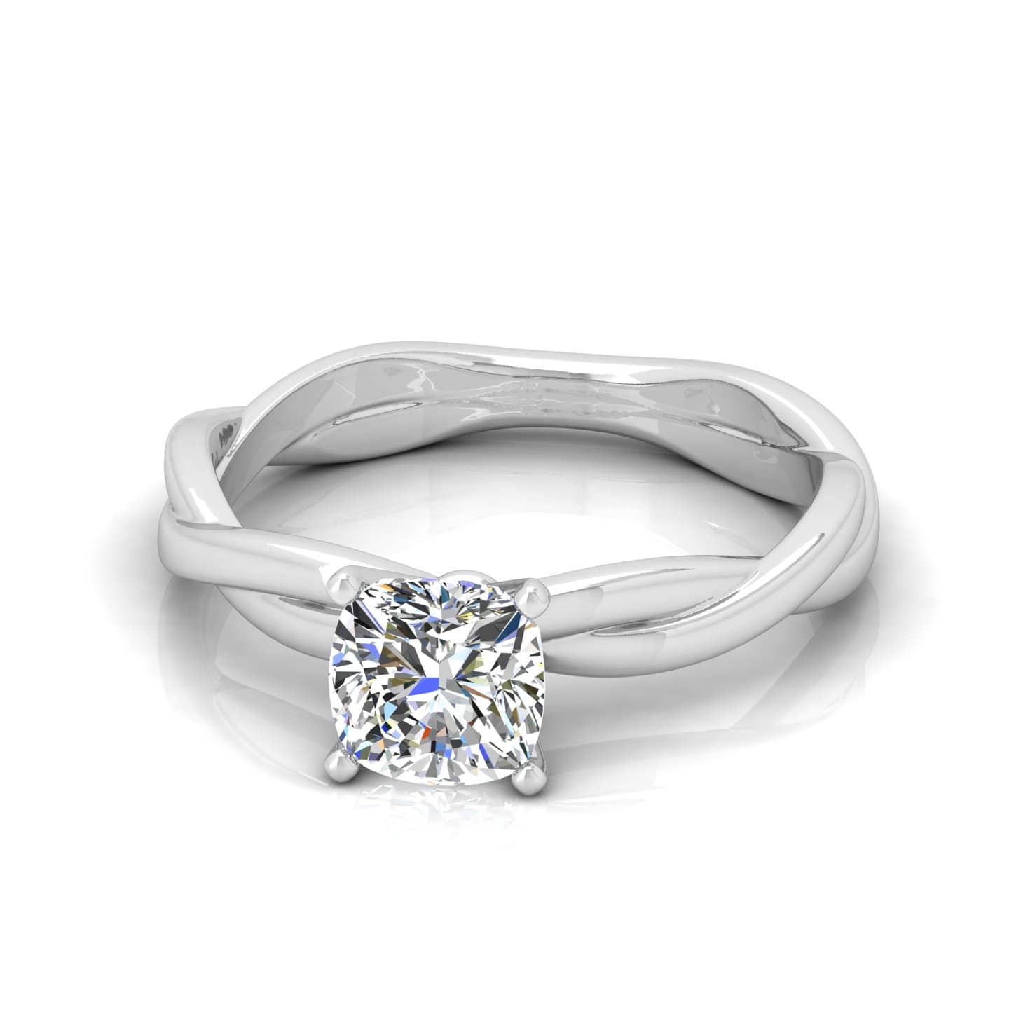 Cushion Diamond Infinity Solitaire Engagement Ring