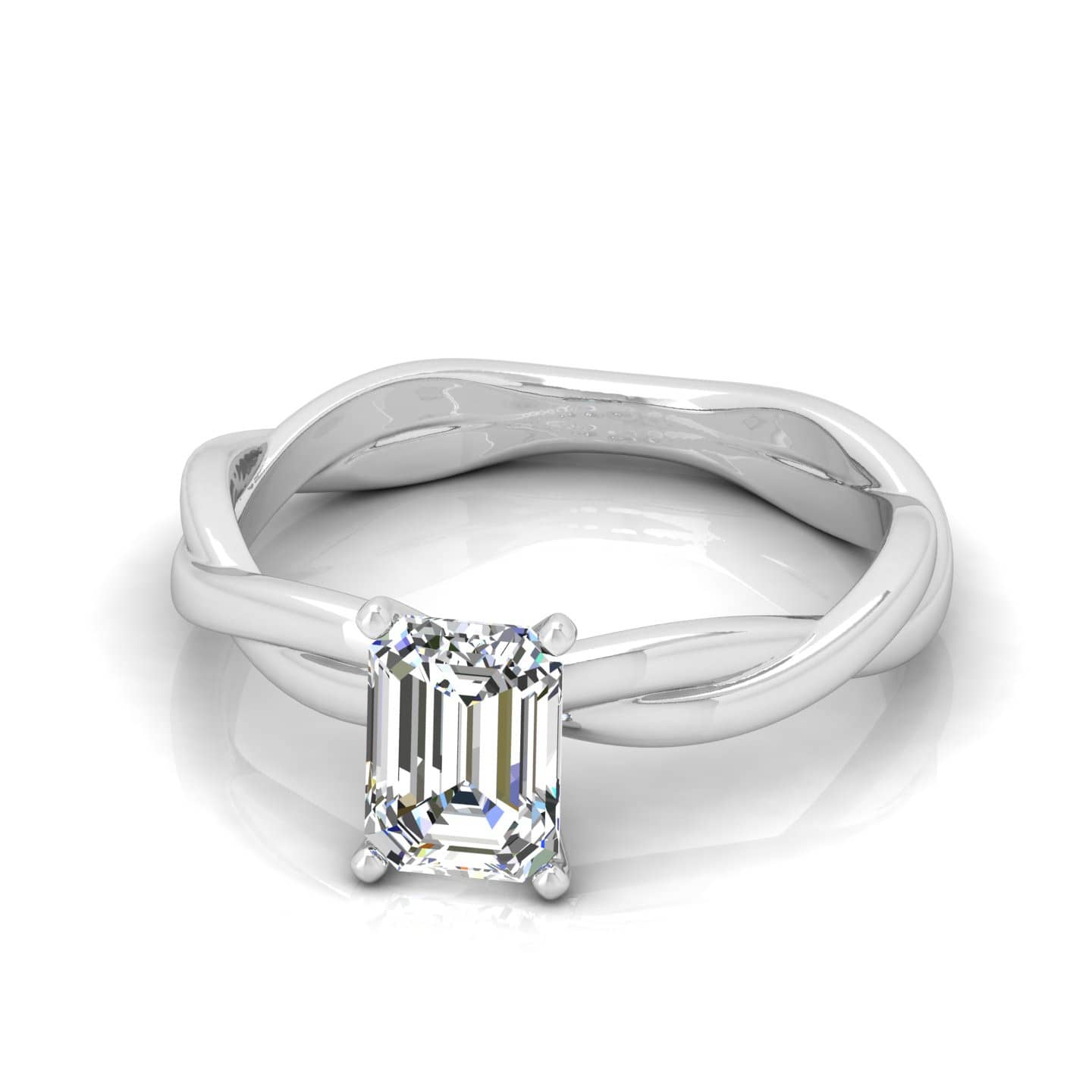 Emerald Diamond Infinity Solitaire Engagement Ring