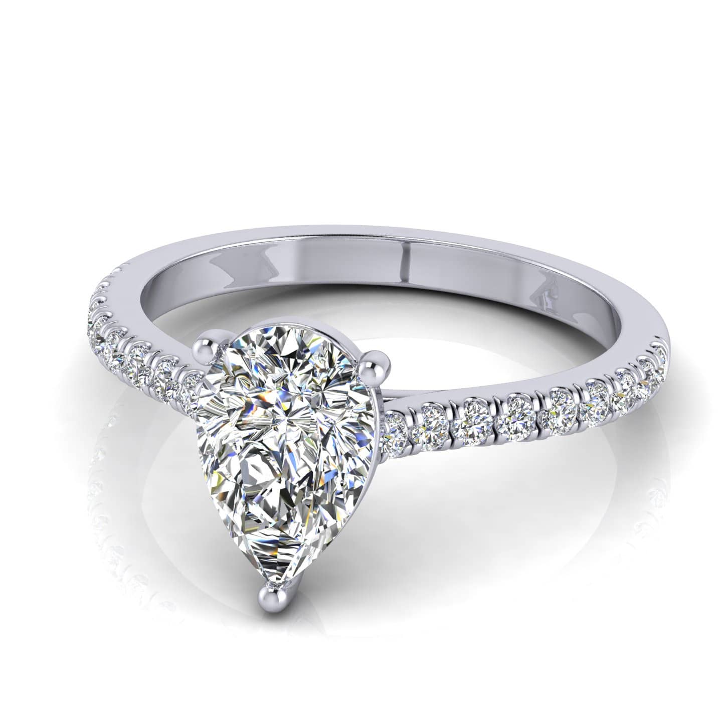Pear Diamond Cathedral Set Style Engagement Ring