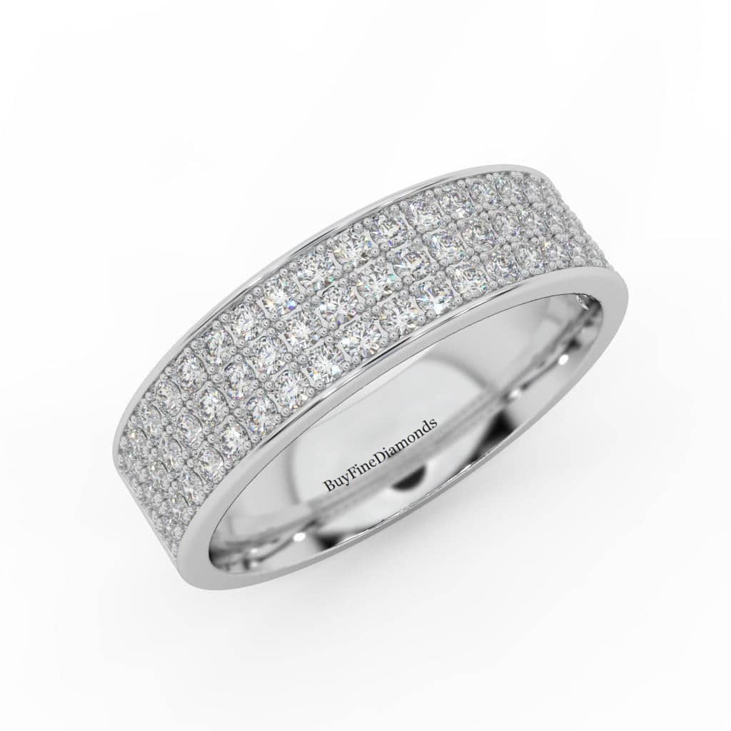 PAVE SET NATURAL ROUND DIAMOND WEDDING BAND WOMEN'S RING