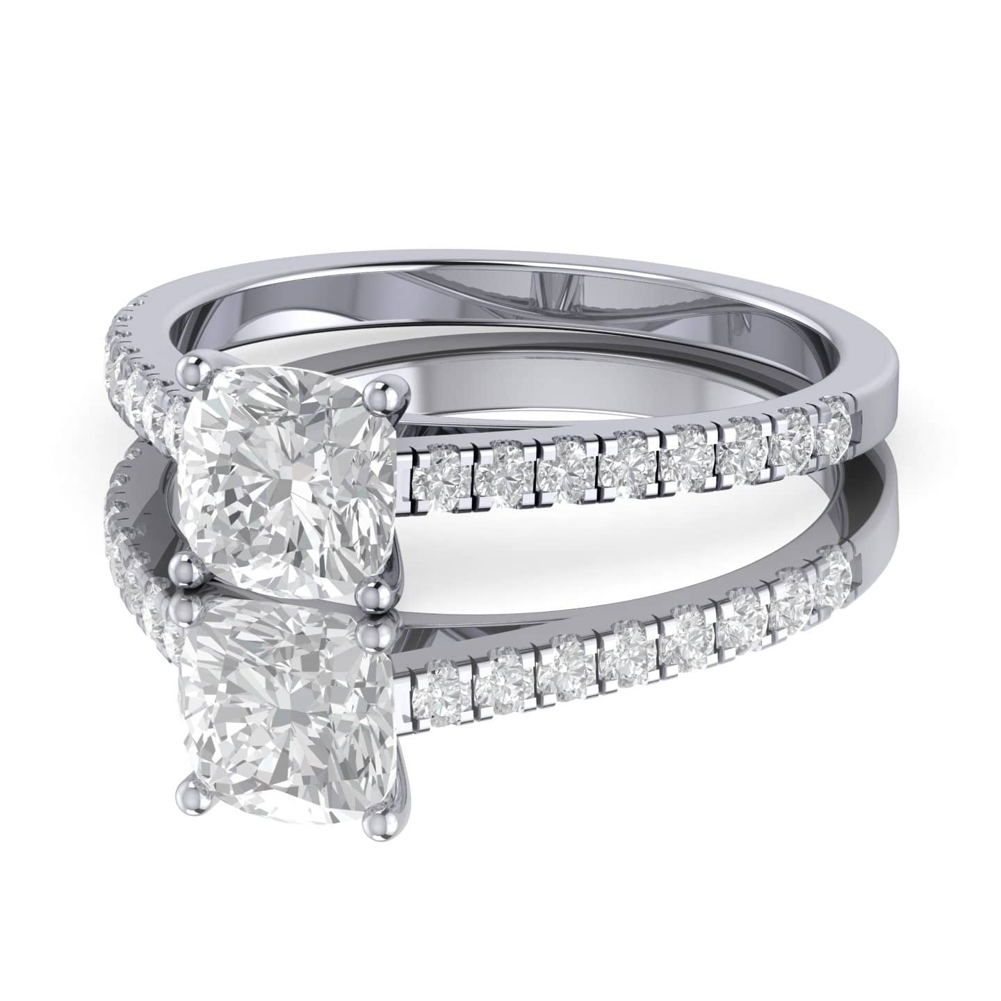 Cushion Diamond With Accents Engagement Ring