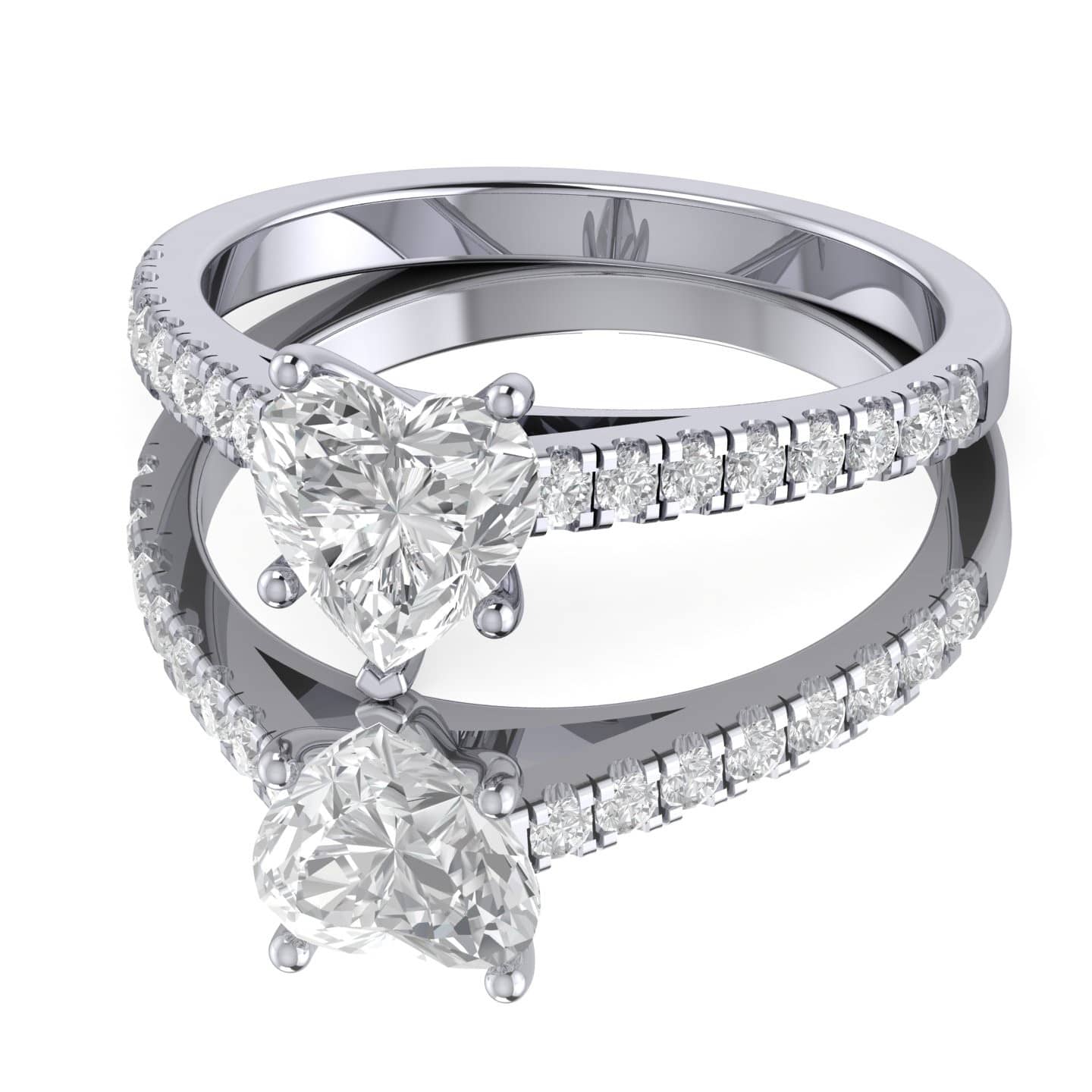 Heart Diamond With Accents Engagement Ring