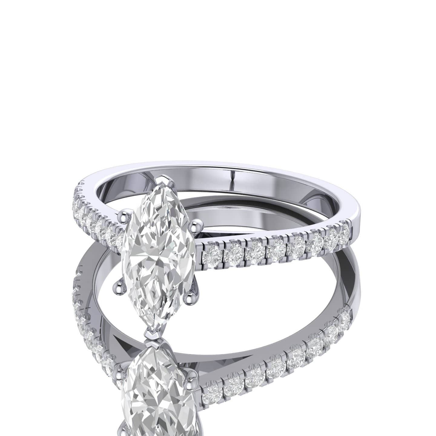 Marquise Diamond With Accents Engagement Ring