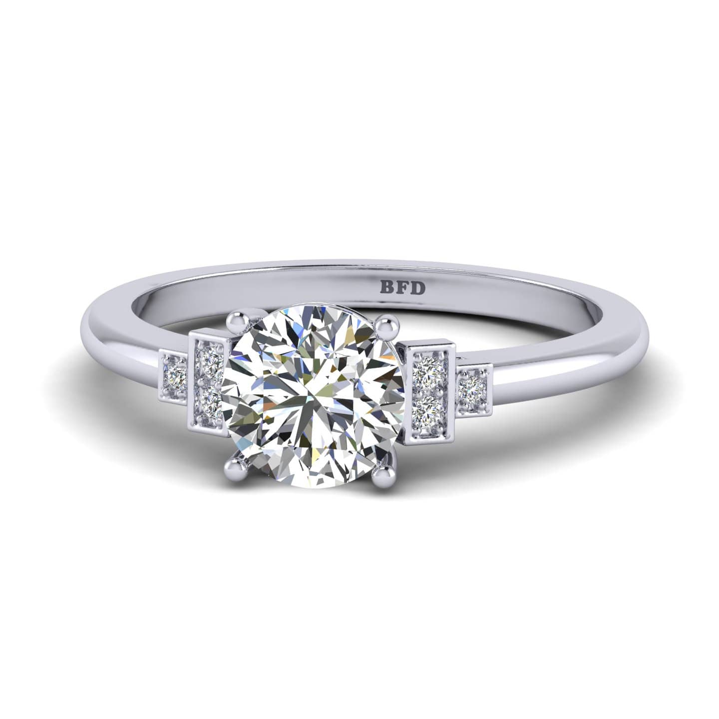 Classic Round Diamond Pave Set Engagement Ring