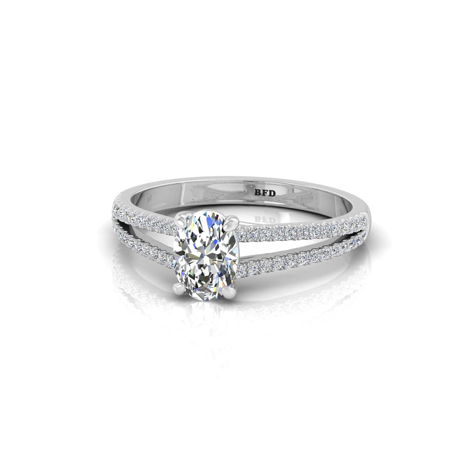 Oval Diamond Split Shank Engagement Ring