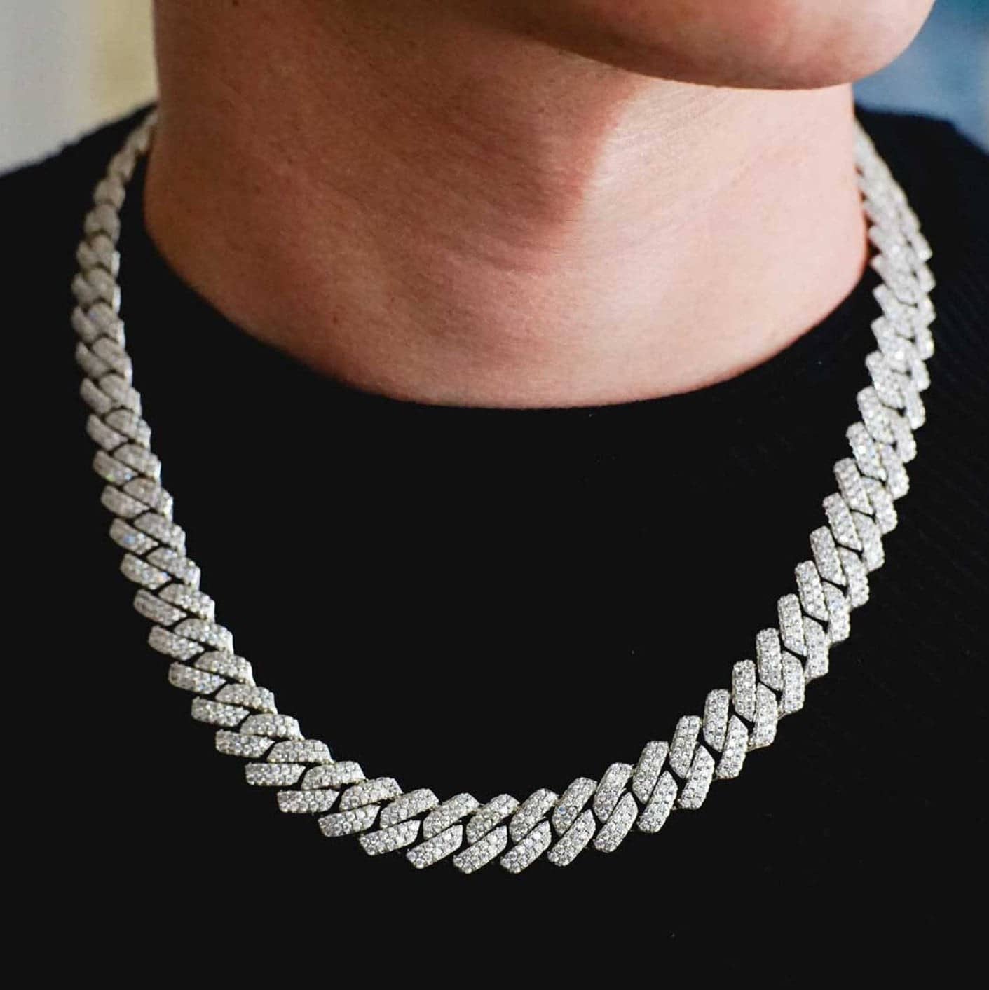 25.00 CARAT D/VVS STRAIGHT EDGE DIAMOND CUBAN LINK CHAIN NECKLACE IN 100 GRAMS WHITE GOLD