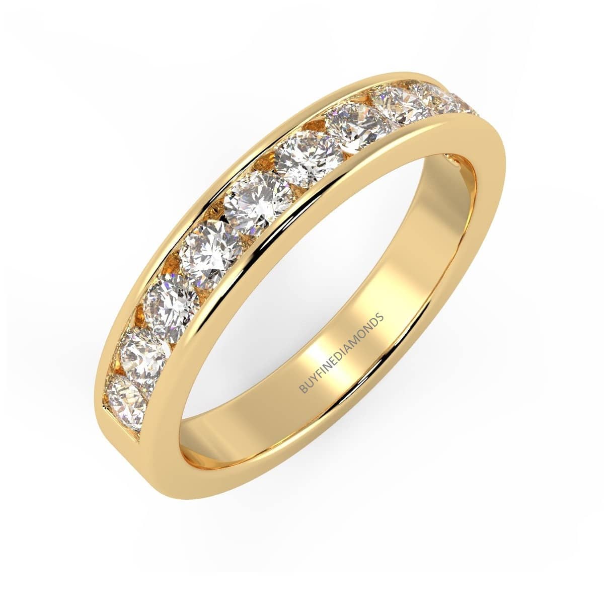 3.8mm 0.75 CT CHANNEL SET ROUND DIAMOND HALF ETERNITY RING IN 18K YELLOW GOLD