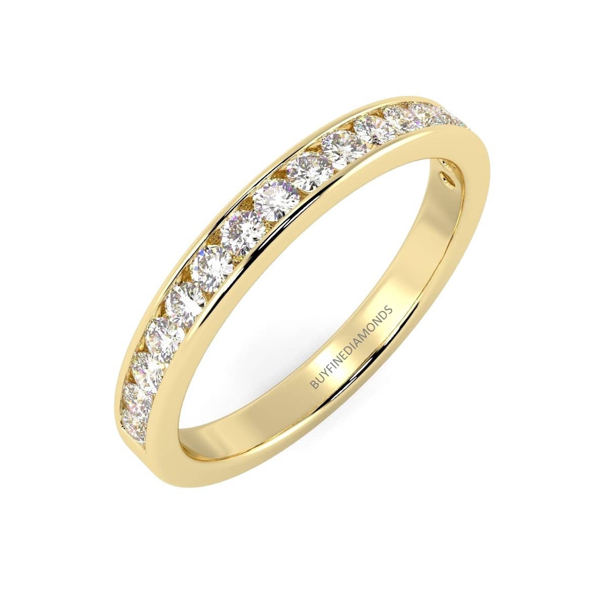 0.25 CT NATURAL ROUND DIAMOND CHANNEL SET HALF ETERNITY RING IN 18K YELLOW GOLD