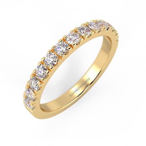 1.8 MM 0.20 CT F/VS ROUND DIAMOND MICRO PAVE SET HALF ETERNITY RING IN 18K YELLOW GOLD