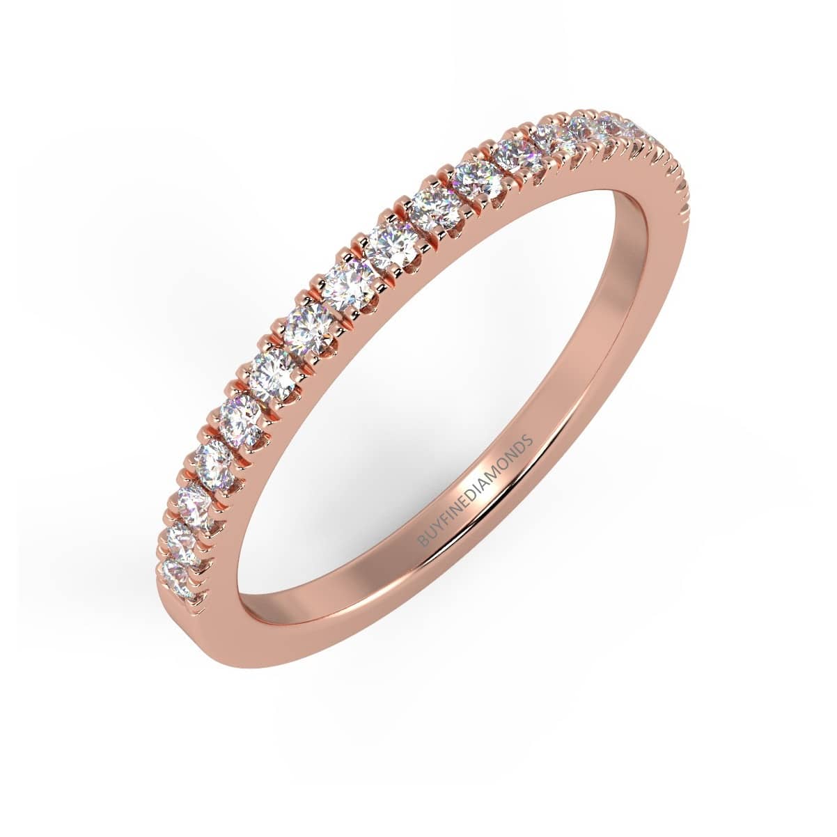 2.00 MM 0.33 CT F/VS ROUND DIAMOND MICRO PAVE SET HALF ETERNITY RING IN 18K ROSE GOLD