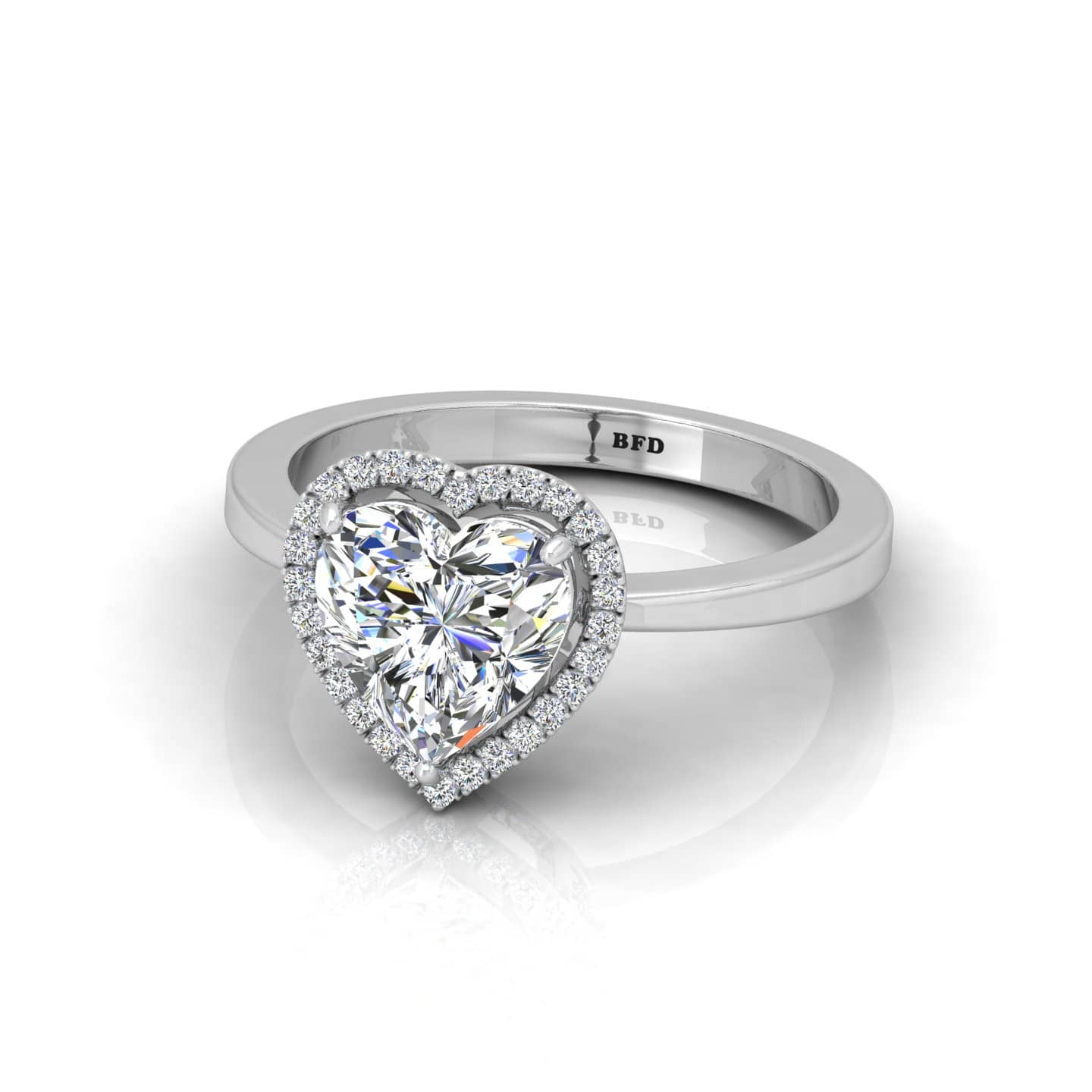 Gorgeous Heart Diamond Halo Engagement Ring