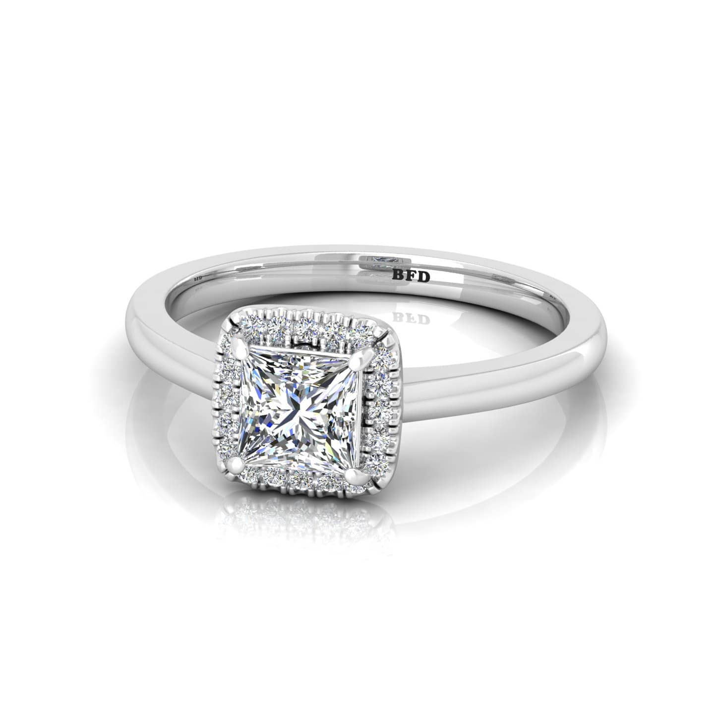 Princess Diamond Halo Engagement Ring