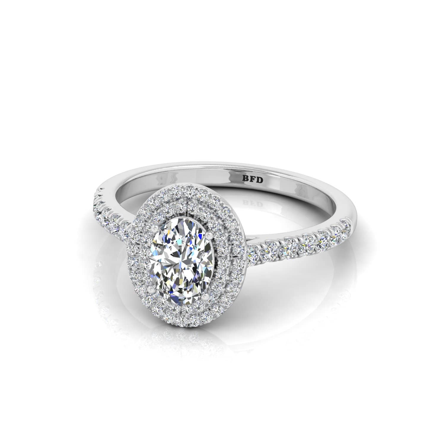 Oval Diamond Double Halo Engagement Ring