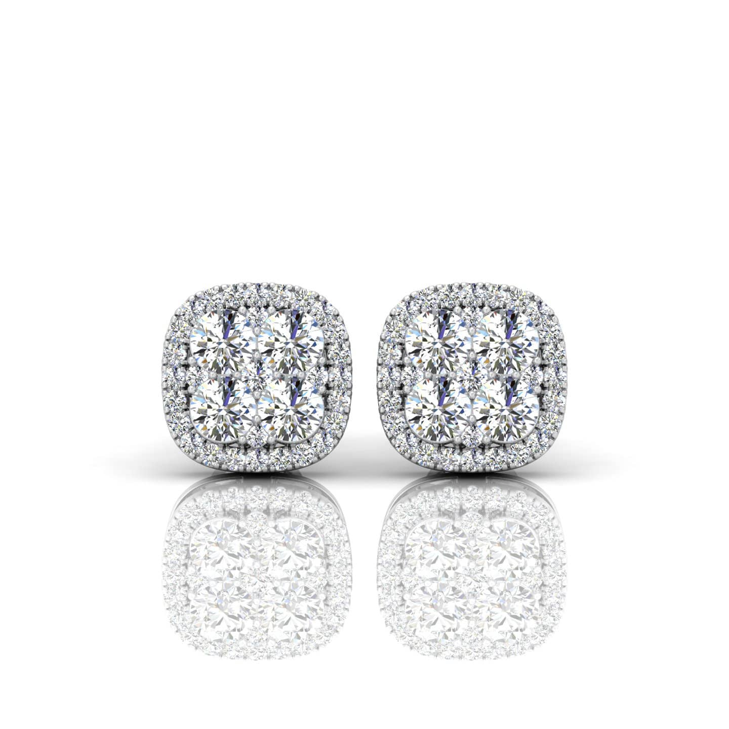 1.25 Carat Round Diamond Claw Set Cluster Earrings