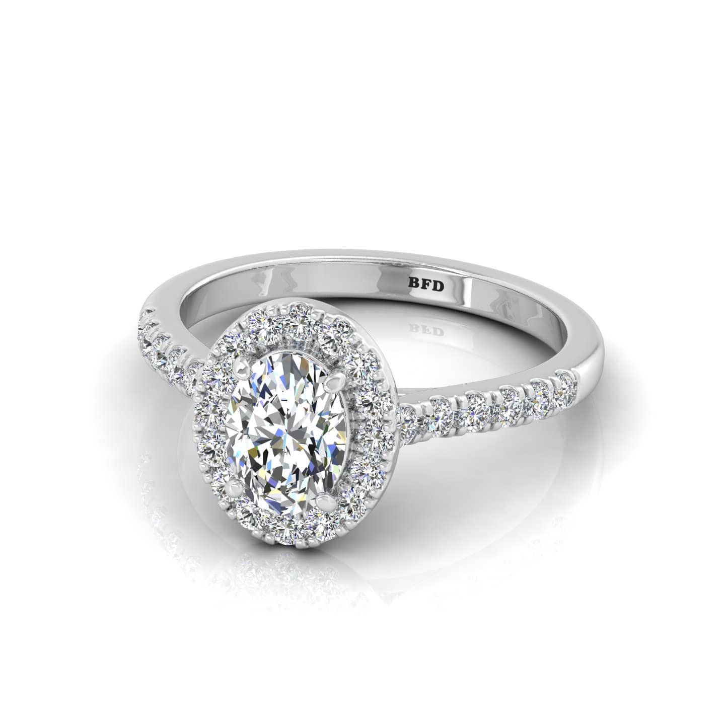Oval Diamond Claw Set Halo Ring
