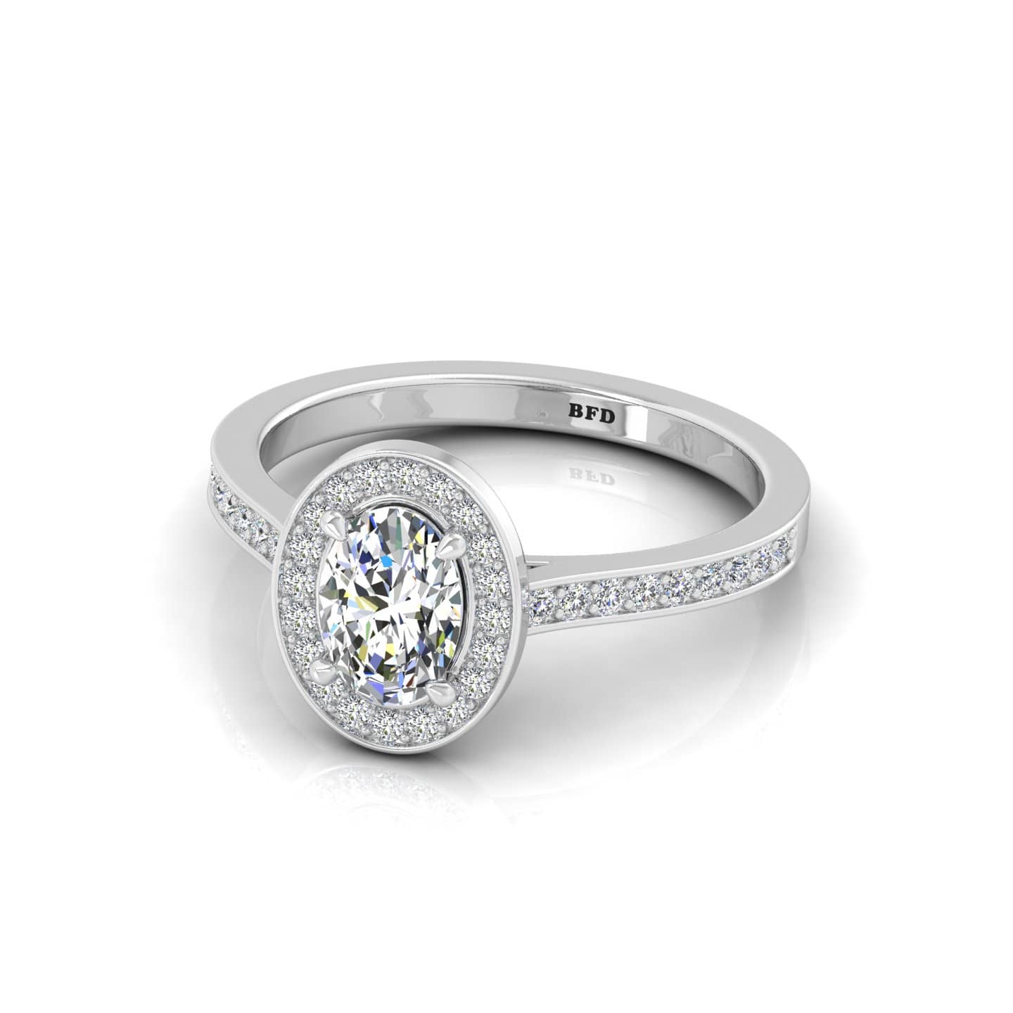 Oval Diamond Claw Set Halo Engagement Ring