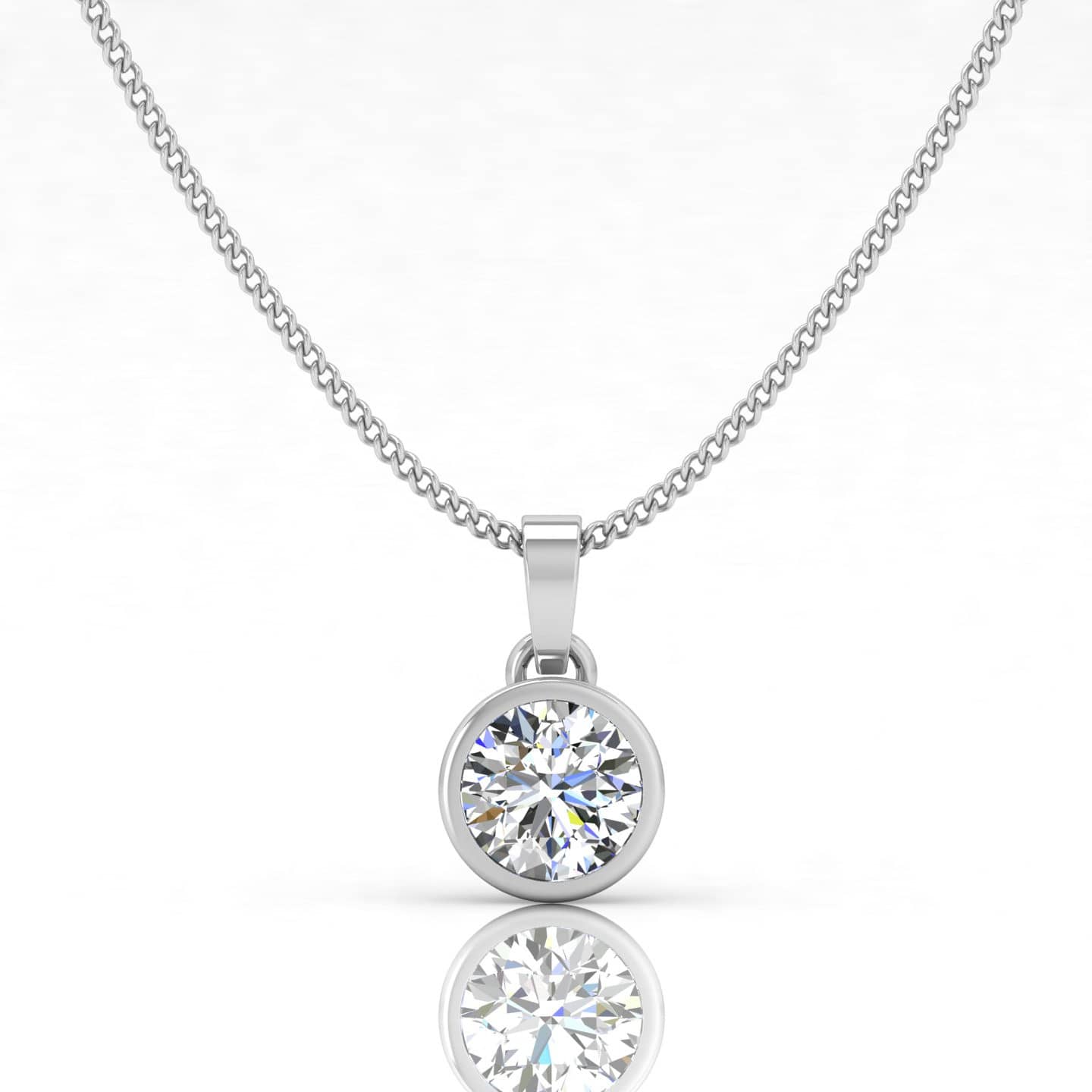 100% Natural 0.50 Ct Round Diamond Solitaire Pendant 18k Gold
