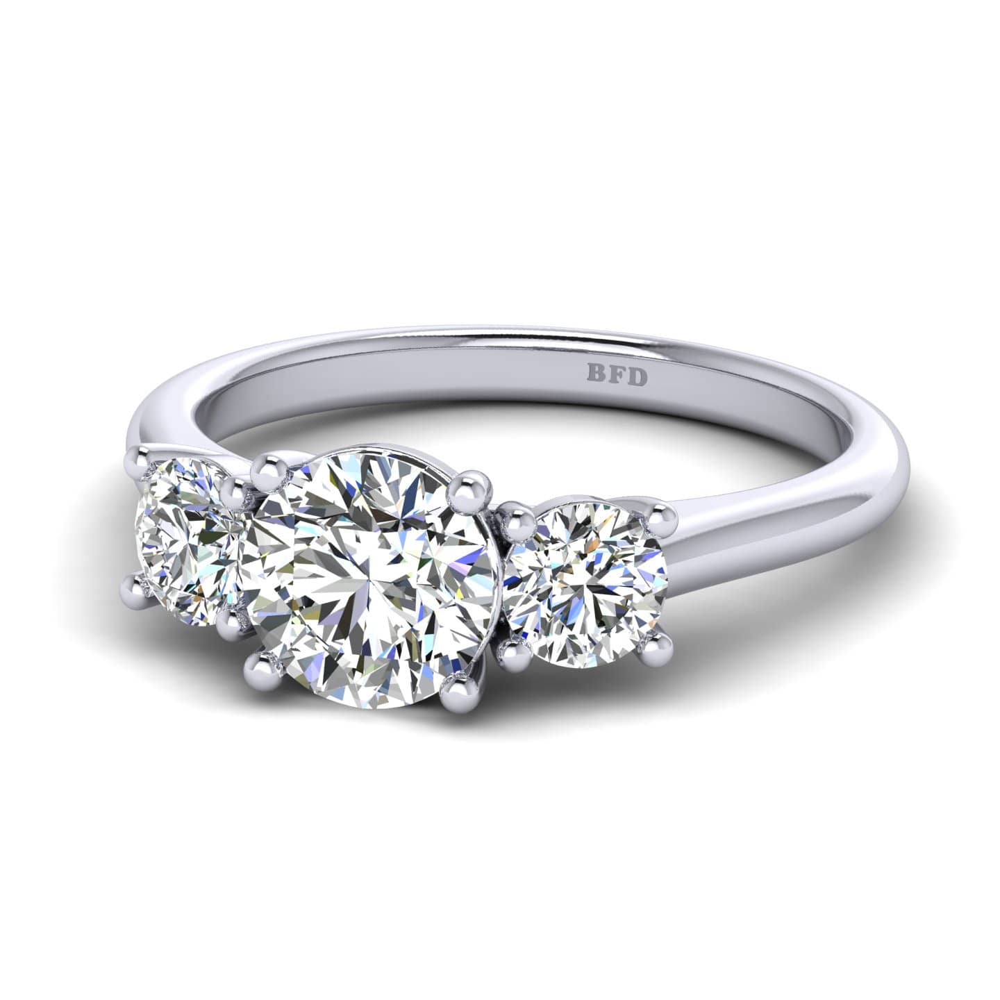 Classic Round Diamond Trilogy Engagement Ring