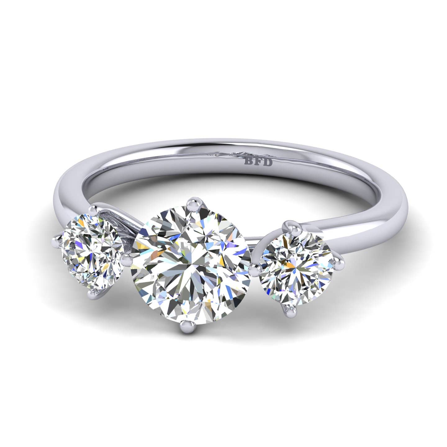 Comfort fit Round Diamond Trilogy Engagement Ring