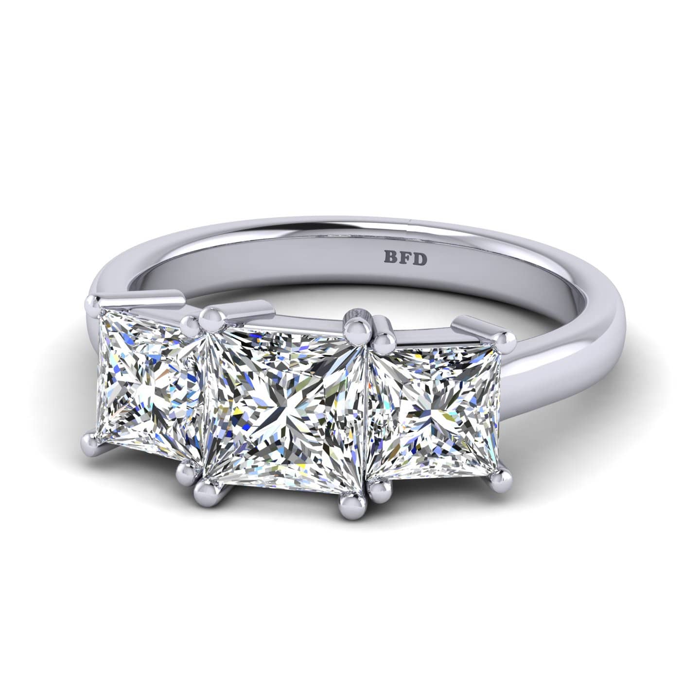 Princess Diamond Three Stone Engagement Ring