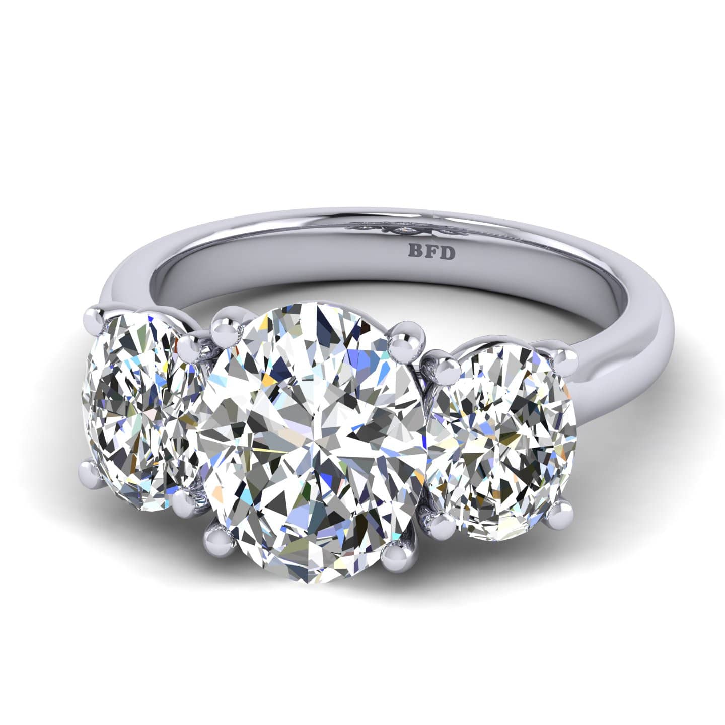 Oval Diamond Three Stone Engagement Ring