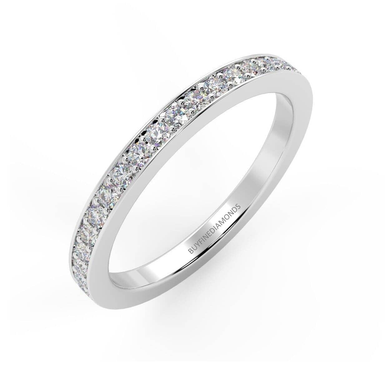2MM D/VS 0.30Ct Pave Set Natural Round Diamond Full Eternity Ring In Platinum
