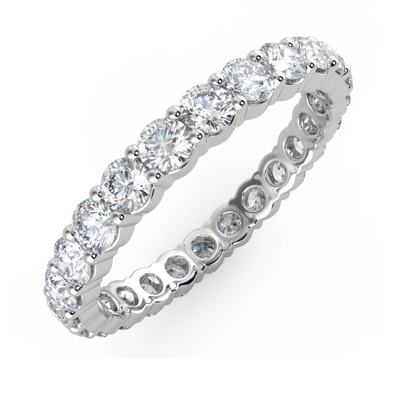 2.80 Ct F-G/SI Natural Round Diamond Claw Set Full Eternity Ring In Platinum