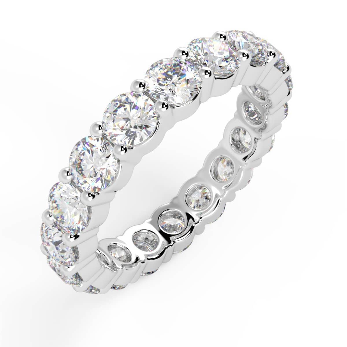 Natural Round Diamond Claw Set Full Eternity Ring UK Hallmarked Platinum -5.00 Ct