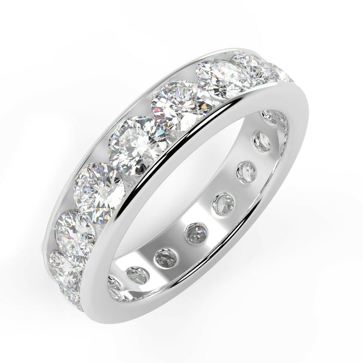 5.5 MM F-G/VS 5.00 CT NATURAL ROUND DIAMOND CHANNEL SET FULL ETERNITY RING IN PLATINUM