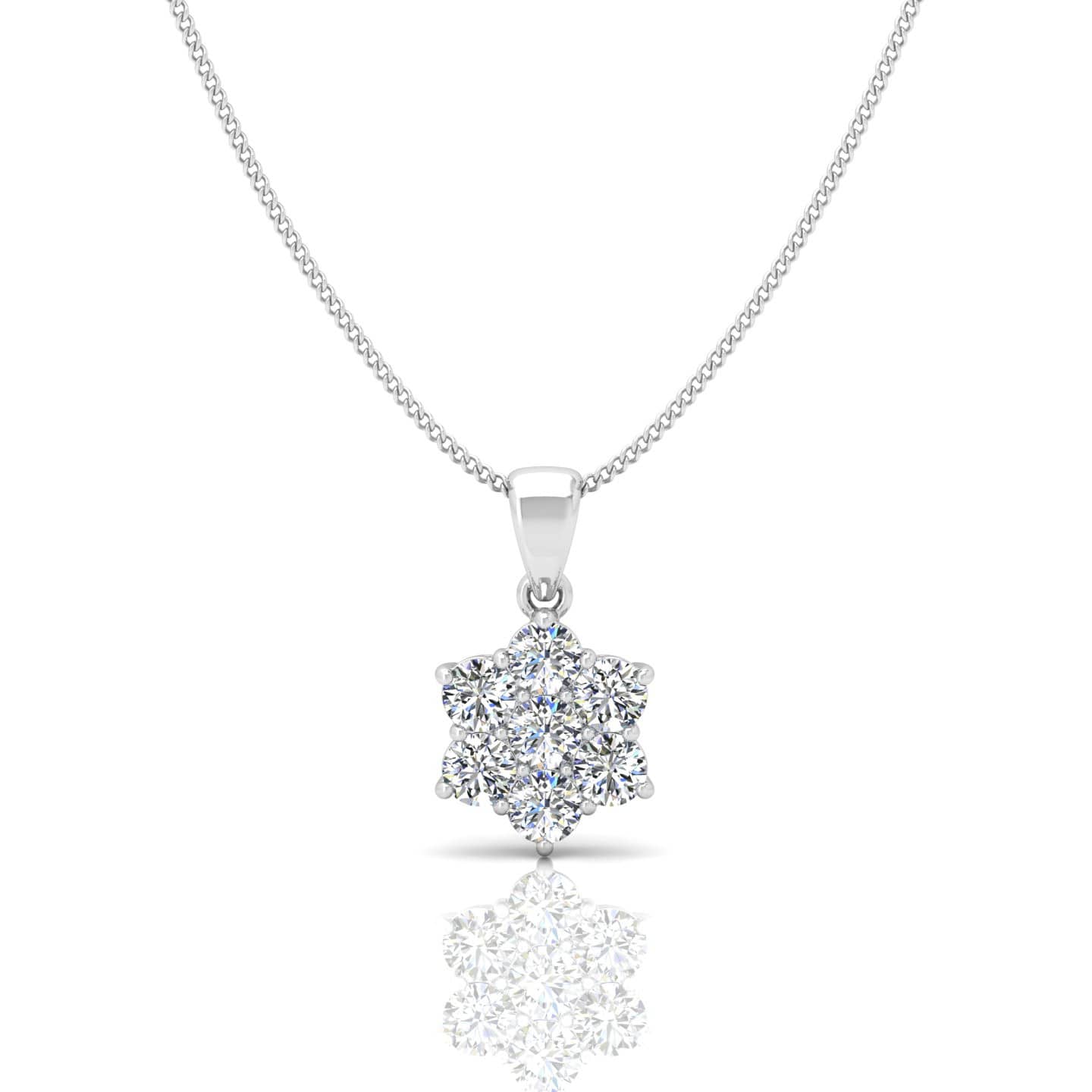 G/VS 1.00Ct Natural Round Diamond Cluster Pendant Crafted In Platinum