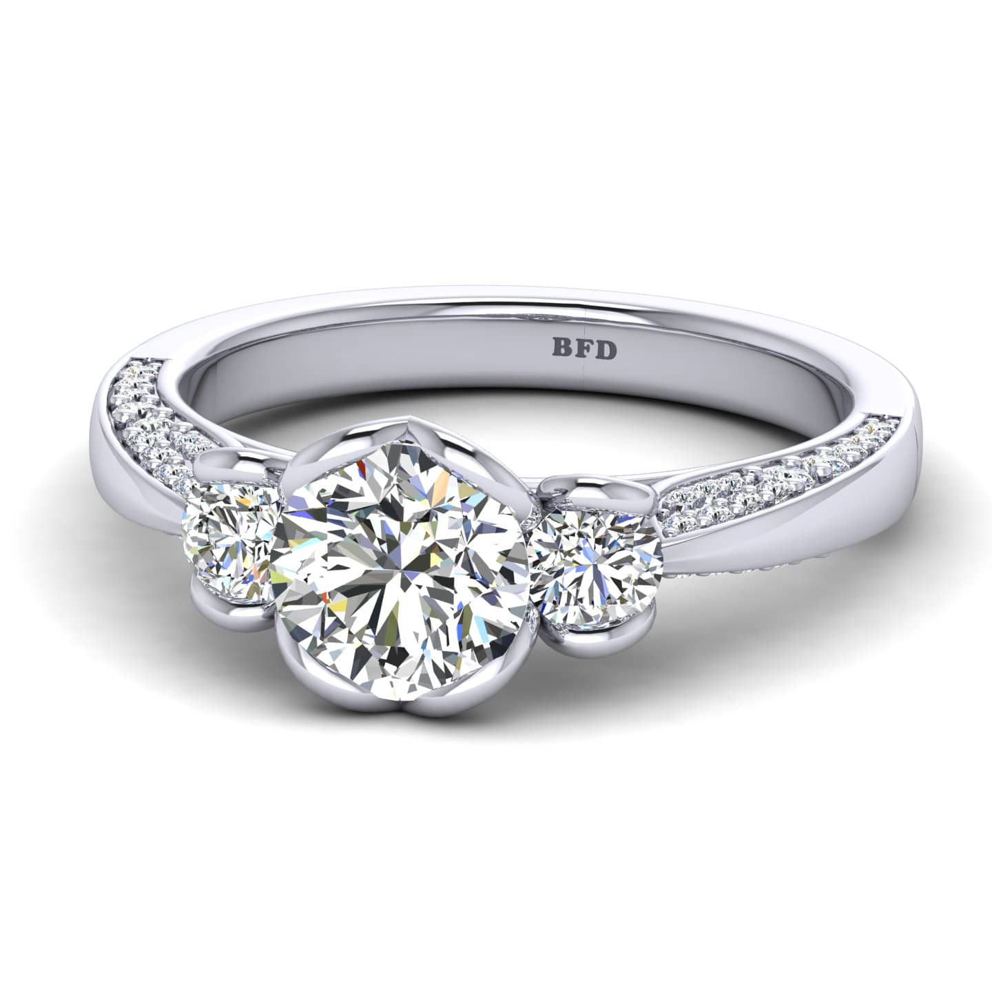 Round Diamond Designer Trilogy Engagement Ring