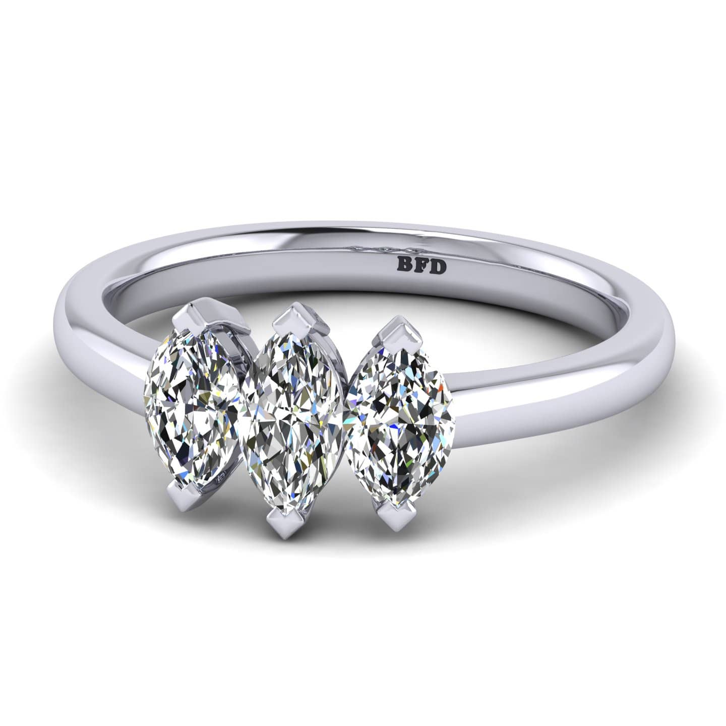 Marquise Diamond Three Stone Engagement Ring