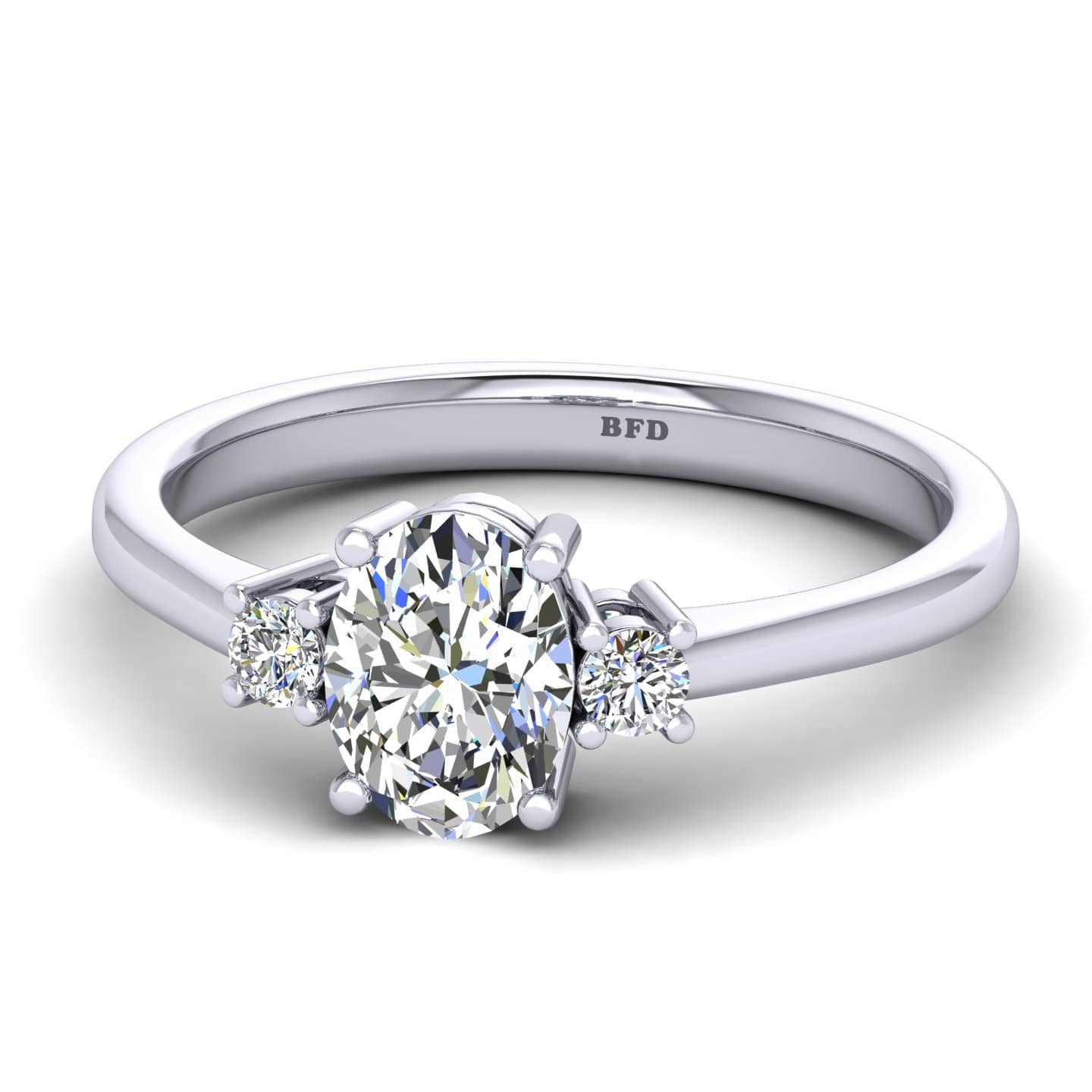Comfort Fit Oval Diamond Three Stone Engagement Ring
