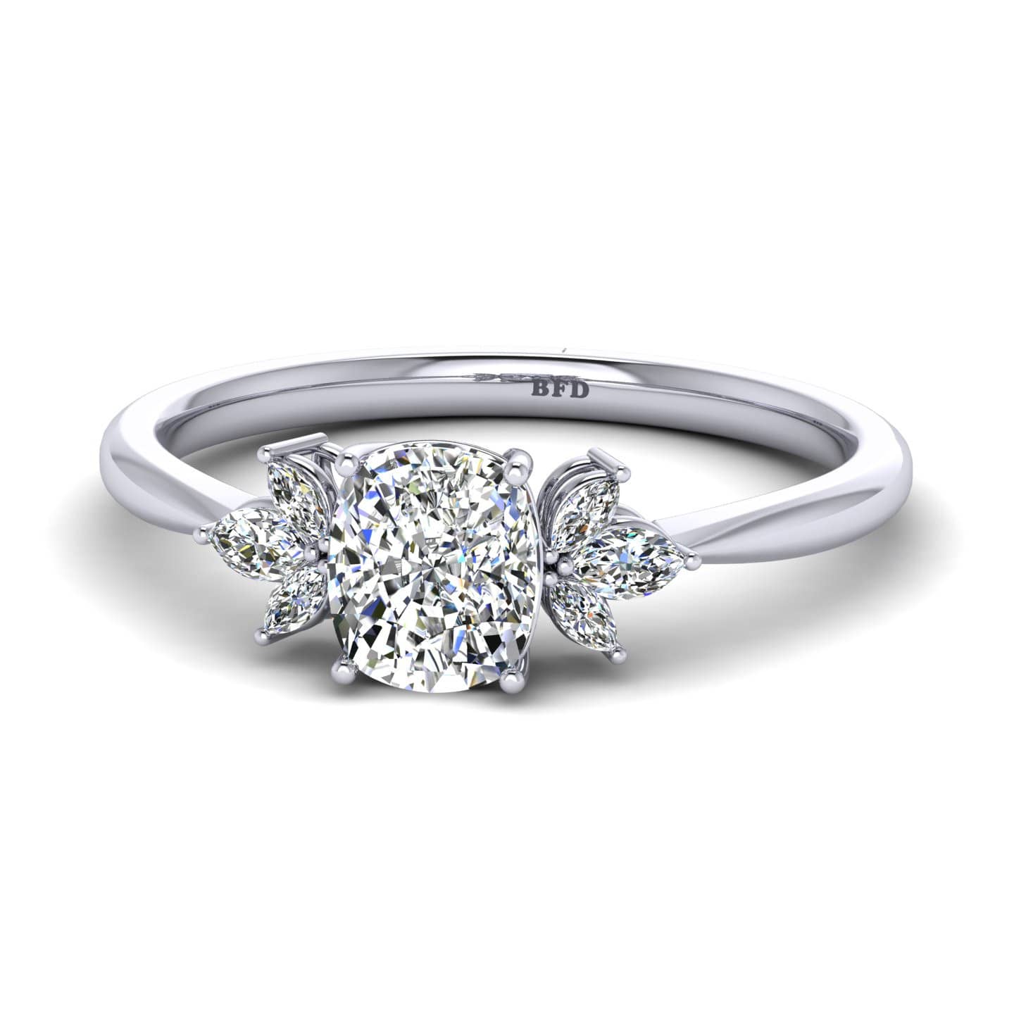 Cushion And Marquise Diamond Trilogy Engagement Ring