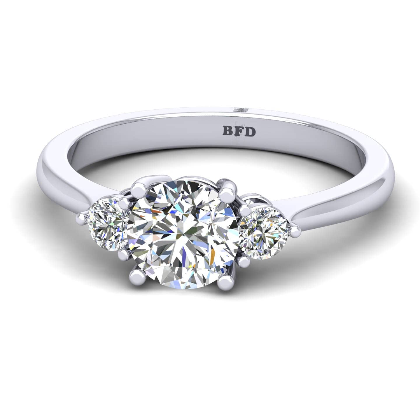 Round Diamond Claw Set Trilogy Engagement Ring