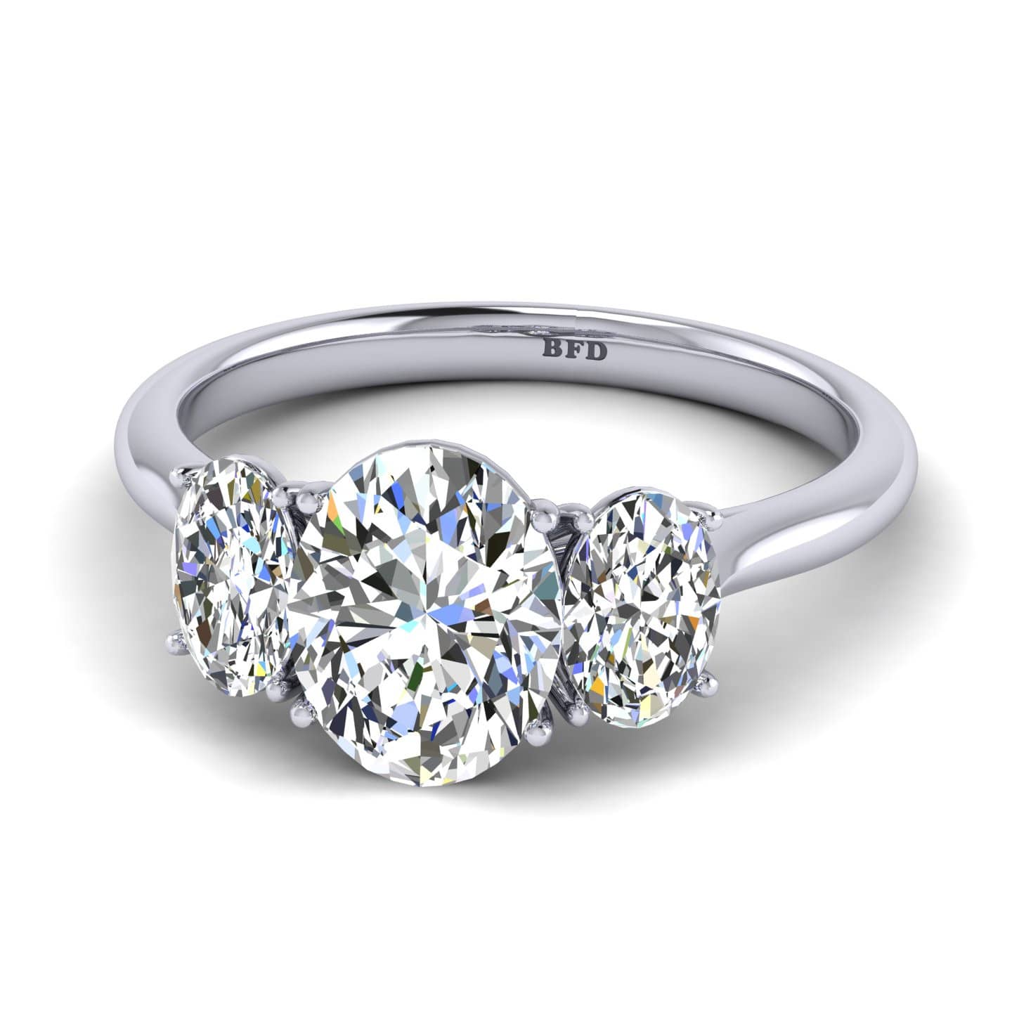 Classic Oval Diamond Three Stone Engagement Ring