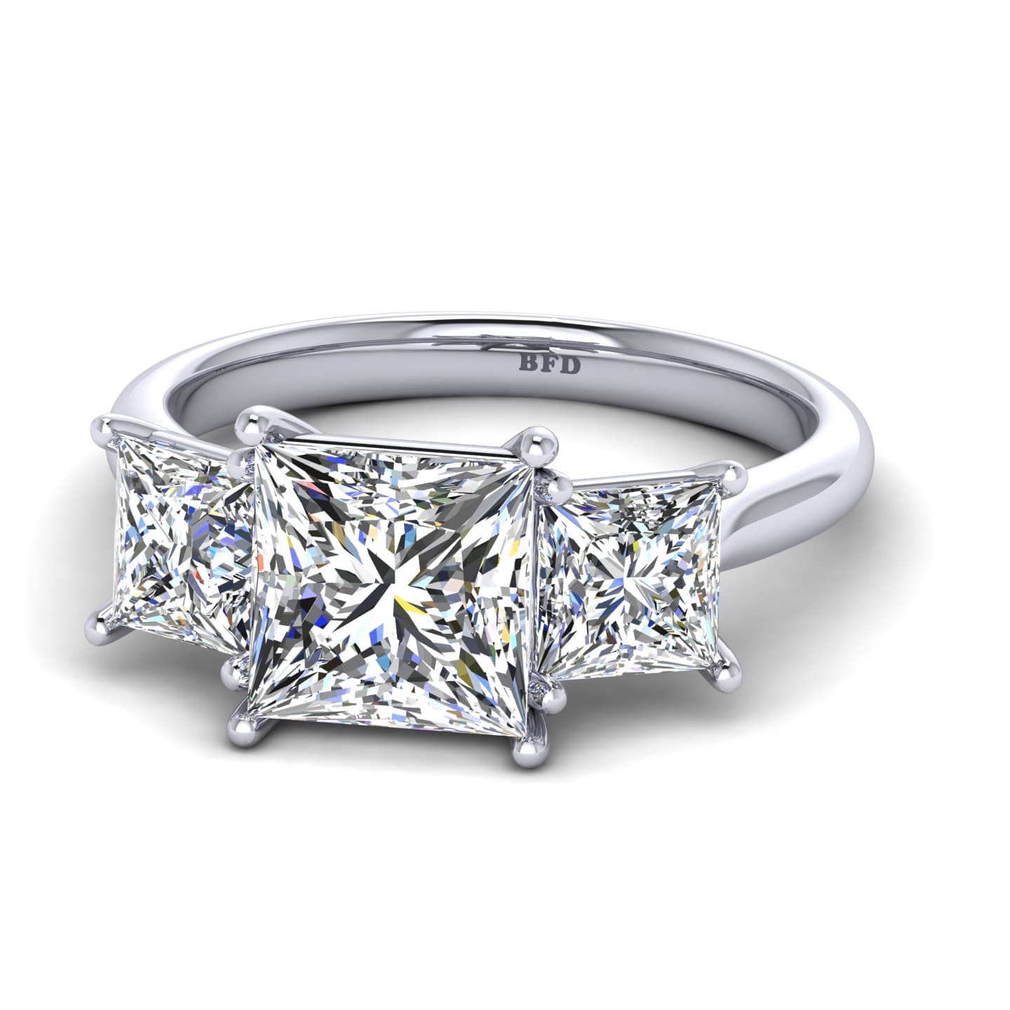 Princess Diamond Three Stone Engagement Ring