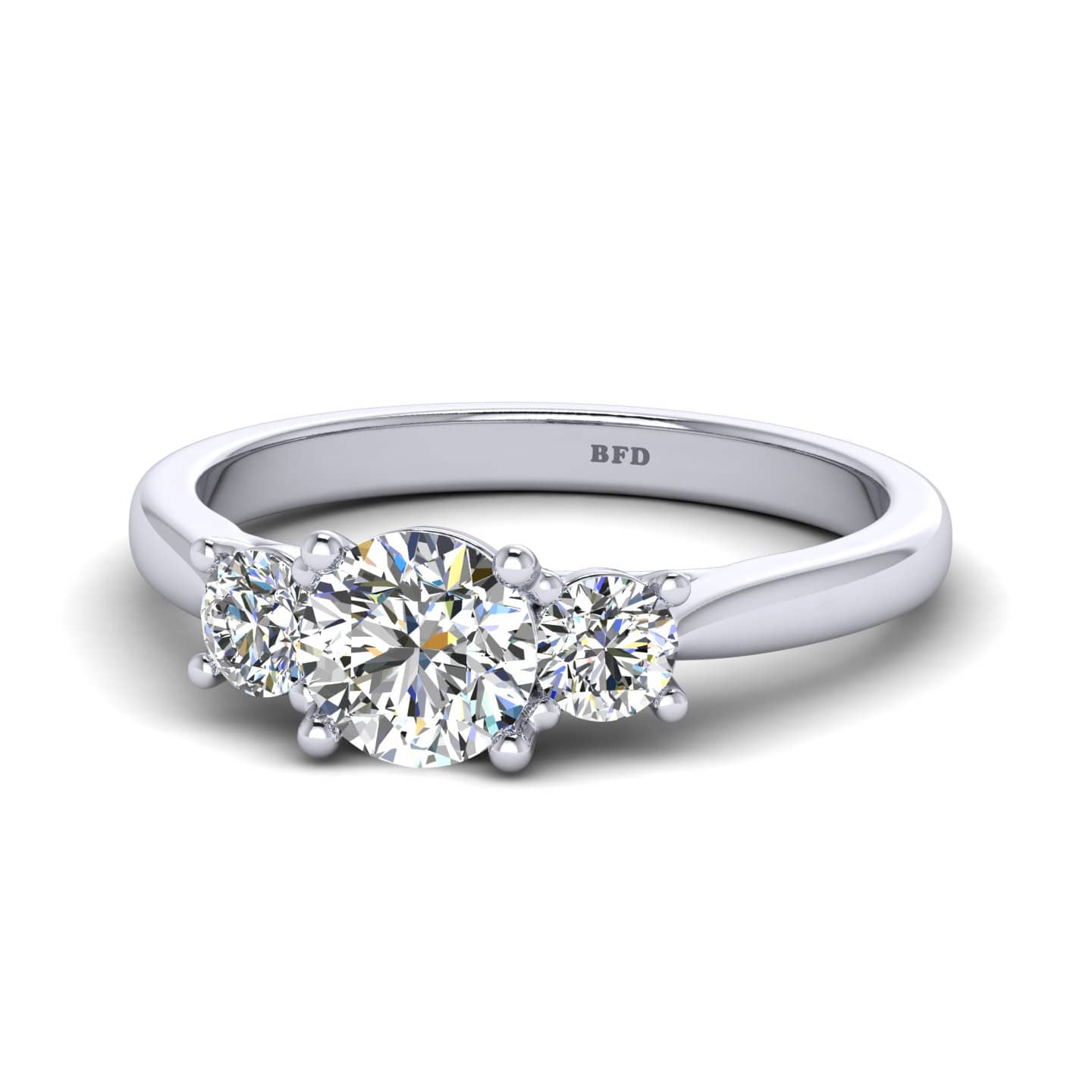 Round Diamond Three Stone Engagement Ring
