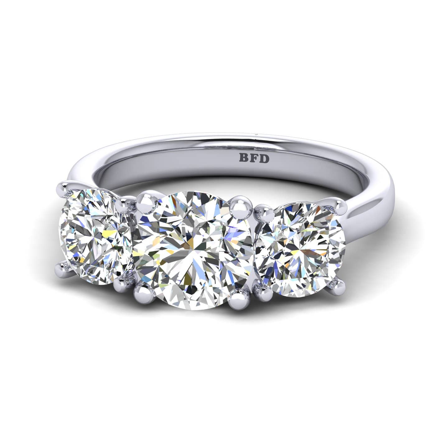 Classic Round Diamond Trilogy Engagement Ring