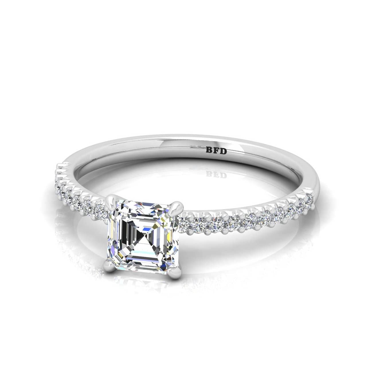 Asscher Diamond French Pave Set Engagement Ring