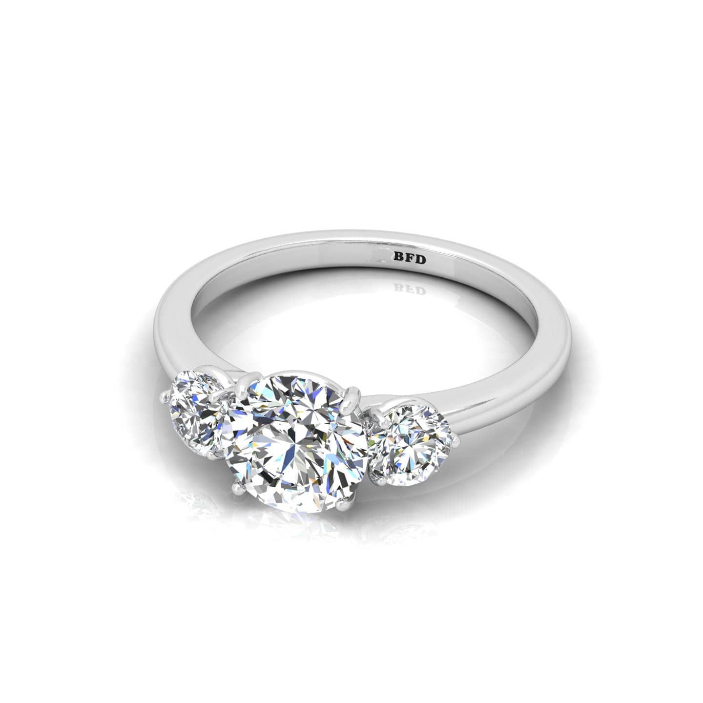 Round Diamond Eagle Claw Set Trilogy Engagement Ring