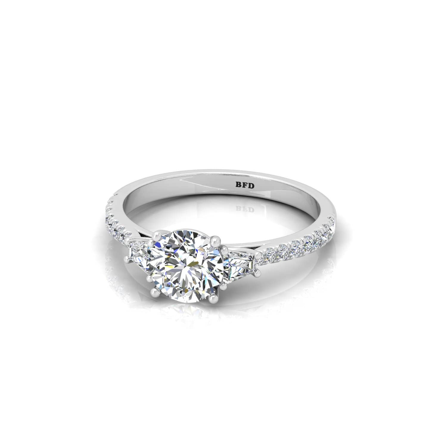 Round With Side Diamond Trilogy Designer Engagement Ring