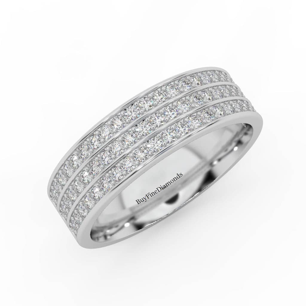 NATURAL ROUND DIAMOND WEDDING BAND PAVE SET IN THREE ROW - 0.50 CARAT